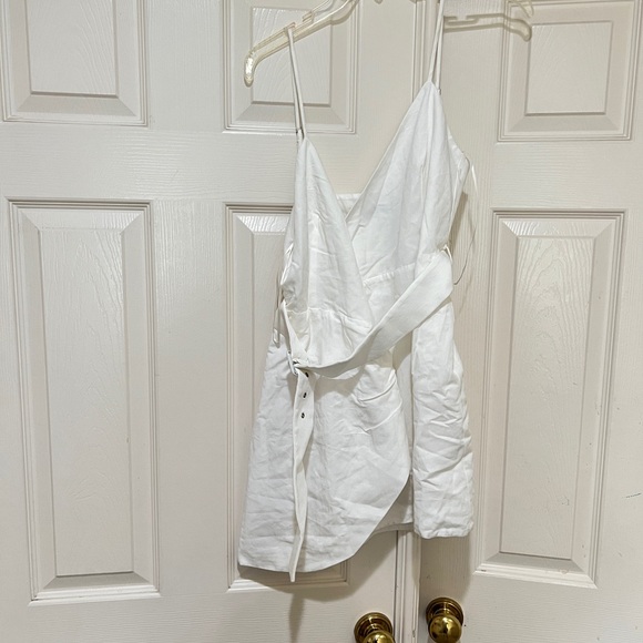 New ZARA  BELTED‎ white mini faux wrap adjustable strap going out party dress M - Picture 4 of 13